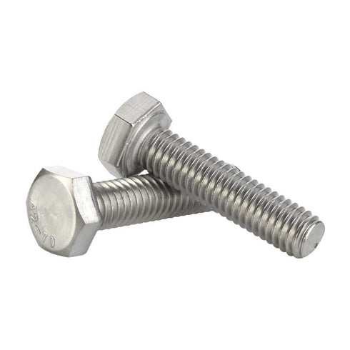 1/4-20 x 1/2" Hex Head Screw Bolt, Fully Threaded Stainless Steel 18-8, Plain Finish, Quantity 25