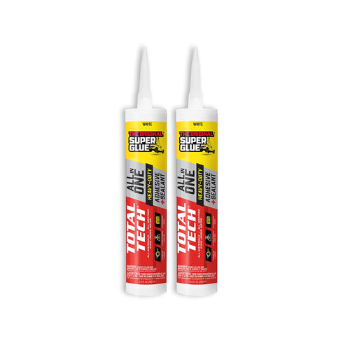 Super Glue Total Tech White All-In-One Adhesive & Sealant - 9.8oz Cartridges (Pack of 2)