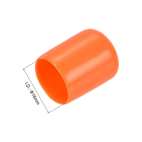 uxcell 100pcs Rubber End Caps, 16mm ID Vinyl Round Tube Bolt Cap Cover, Screw Thread Protectors Orange