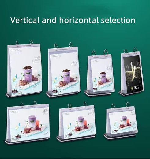 Rikyo 6 Pages-12 (Horizontal-4x6) Acrylic Sign Holder,Table Card Multi-Page Flip Display Sides,T Shape Double-Sided