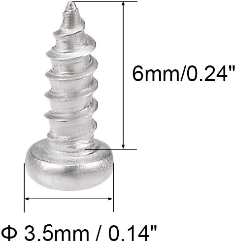 uxcell 50Pcs 2x6mm Self Tapping Screws, Phillips Pan Head Screw, 316 Stainless Steel Fasteners Bolts