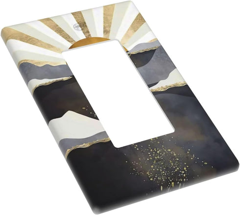 Mid Century Abstract Boho Sun Decorative Light Switch Plates, 1 Gang Outlet Covers for Home Aesthetic Decor