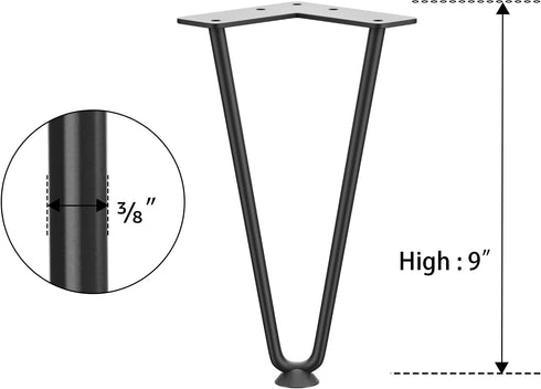 9 Inch 4PCS SMARTSTANDARD Heavy Duty Hairpin Furniture Legs, Metal Home DIY Projects for TV Stand, Sofa, Dresser