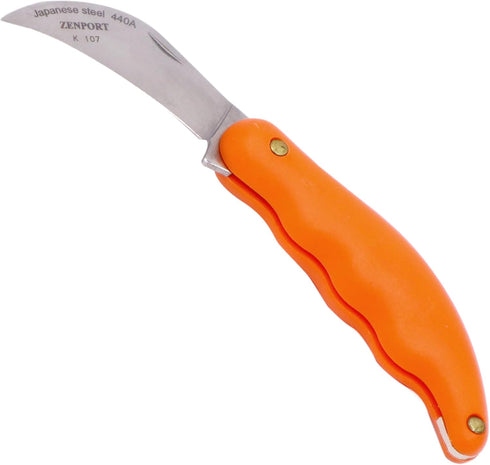 Zenport K107 Folding Horticulture Knife, 3.5-Inch Stainless Steel Blade, Orange
