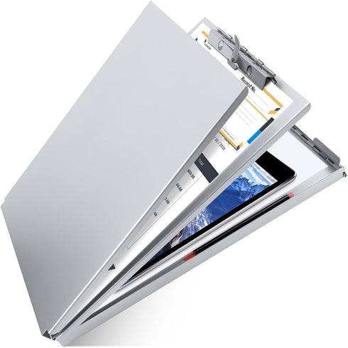 Aluminum Clipboard with Storage, Form Holder Steel Stainless Binder with Metal High