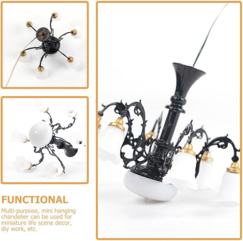 Angoily Miniature Chandelier for Dollhouse Tiny House Ceiling Light Pendant Metal Mini Ceiling Lamp for Sandbox Model