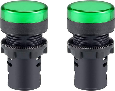 uxcell 2Pcs Green Indicator Light AC/DC 110V, 22mm Panel Mount for Electrical Control Panel, HVAC, DIY Projects