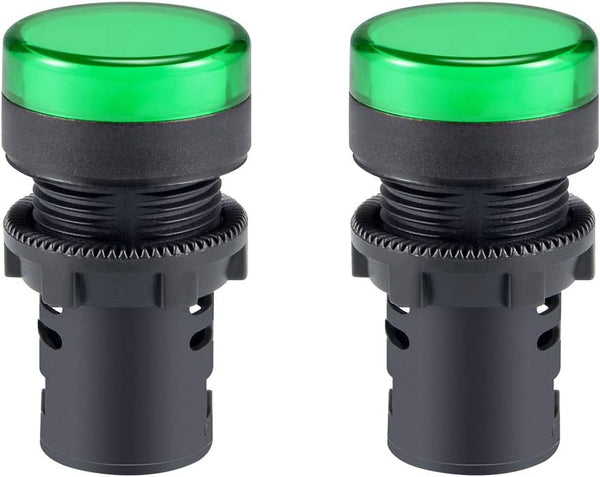 uxcell 2Pcs Green Indicator Light AC/DC 110V, 22mm Panel Mount for Electrical Control Panel, HVAC, DIY Projects