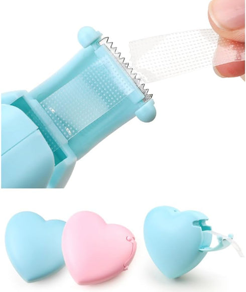 Tape Dispenser Mini Tape Cutter, Heart Tape Cutter Box Case Dispenser, Tapes Included for Arts, Home, School, Pack of 2