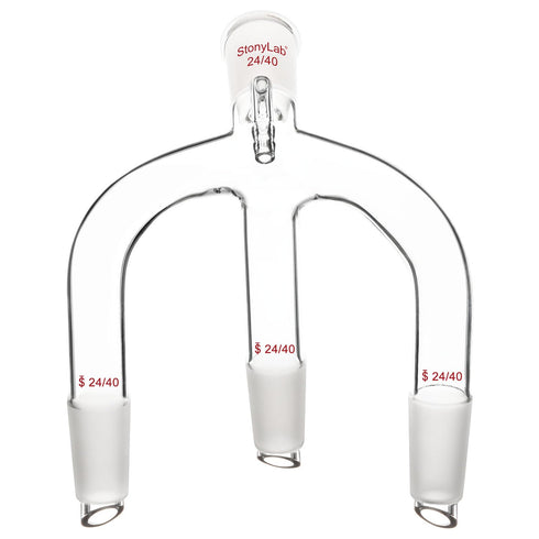 stonylab Glass Vacuum Receiving Adapter, Borosilicate Glass Distillation Apparatus with 24/40 Standard Joint