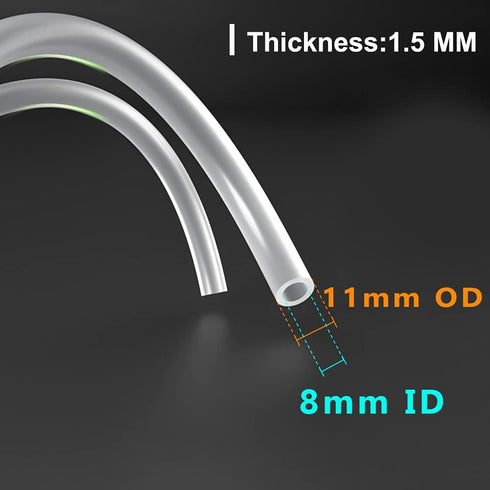 Feelers 8mm ID x 11mm OD High-Strength Silicone Tubing, Thick Food Grade High Temp Pure Silicon Tube, 10ft Length