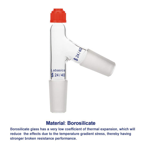 3 Way Distilling Thermometer Adapter with 24/40 Joints and Screw Cap for Distillation Apparatus