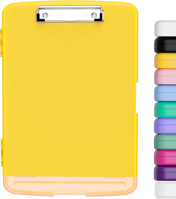 Hongri Plastic Clipboard with Storage, Heavy Duty Slim Clipboard for Work, Size 14 x 9.6 x 1.2 Inches, Yellow