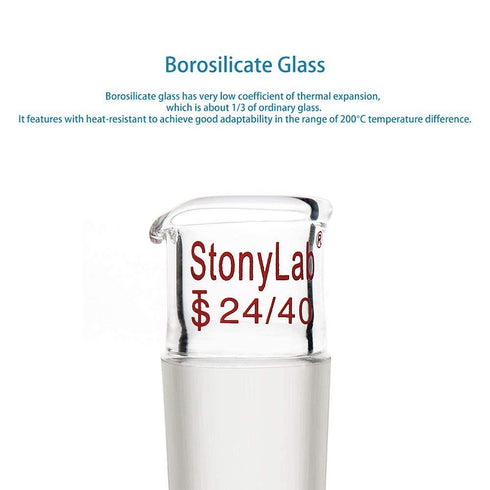 stonylab Glass Pour Out Adapter, Borosilicate Glass Liquid Pouring Adapter with 24/40 Ground Inner Joint