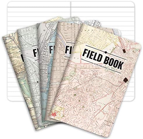 Field Notebook - Antique Map Patterns, Lined Memo Book (3.5"x5.5") - ELAN-FN-003L