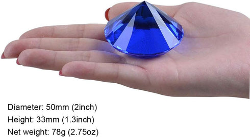 LONGWIN 50mm (2") Crystal Diamond Pirate Gems and Jewels Paperweight Table Decor