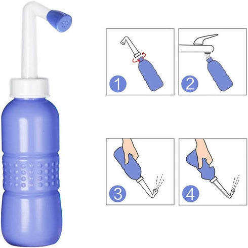 Portable Bidet Bottle for Travel - Personal Hygiene Care Manual Bidet (11in) in Blue