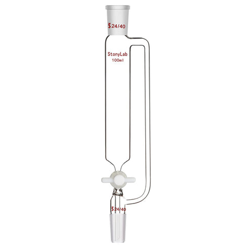 stonylab 100ml Pressure Equalizing Addition Funnel, Borosilicate Glass Dropping Funnel, 24/40 Joint with PTFE Stopcock