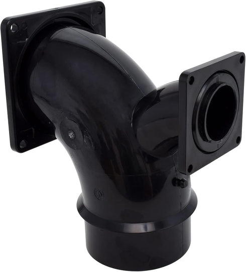 Valterra T1036-1 Flanged Valve Fitting - 3" Spigot x 3" Rotating Flange x 1-1/2" Rotating Flange, Black, 2-Way Ell