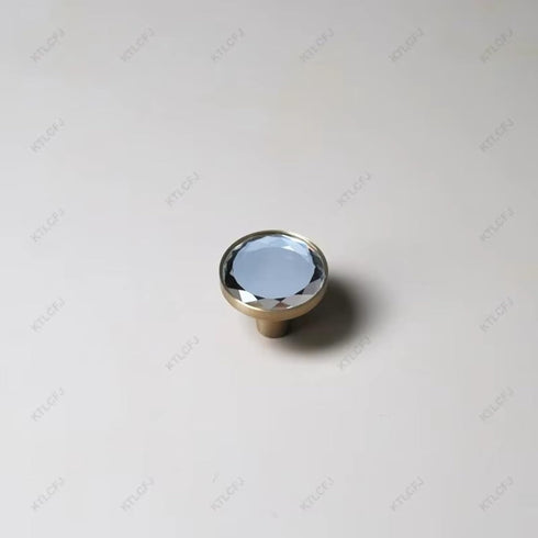 Aoleegatt Chinese Style Pure Copper Inlaid with Diamonds Crystal Glass Handle Gold Brass