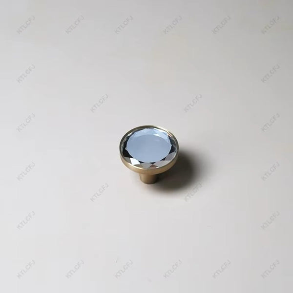 Aoleegatt Chinese Style Pure Copper Inlaid with Diamonds Crystal Glass Handle Gold Brass
