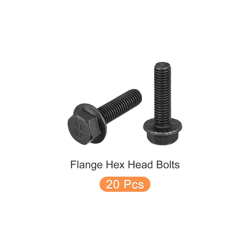 Flanged Hex Head Bolts (M8x30mm) 20pcs, Hexagon Serrated Flange Bolt for House Construction