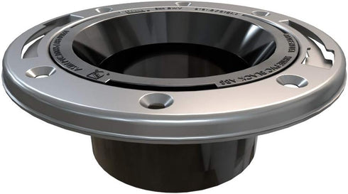 Oatey 43494 Fast Set Black ABS Stainless Steel Ring Closet Flange - 3-Inch x 4-Inch