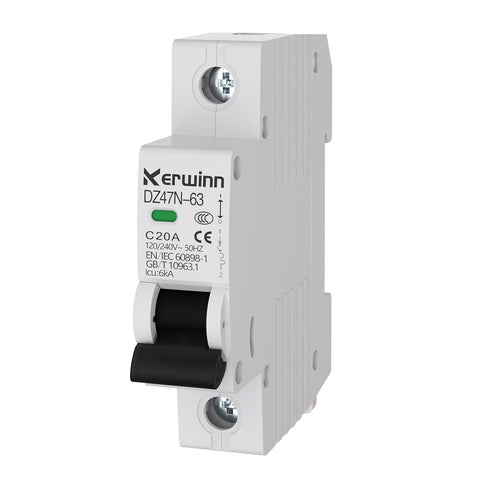 Miniature Circuit Breaker 20Amp 120V/240V 1 Pole, Smart DIN Rail Mount for Marine, Solar Systems
