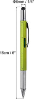 MECCANIXITY 4pcs 6 in 1 Multitool Tech Tool Pen Gifts for Men with Ballpoint Pen, Ruler, Screwdriver, Stylus, Level Gauge, Refills for Christmas Birthday, Green by MECCANIXITY