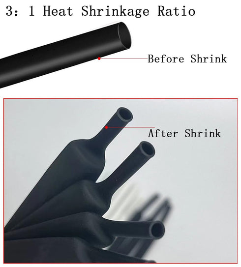 16Pcs 3/0 AWG 3/8" Stud Heavy Duty Copper Wire Lugs with Heat Shrink Tubing, Battery Cable Ends