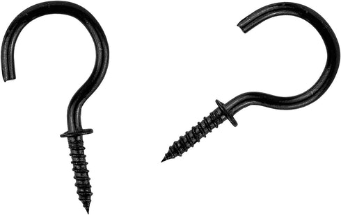 Yeetandoo 50 PCS 1IN Screw in Cup HooksMounted on Wall CeilingBlack Zinc Plated