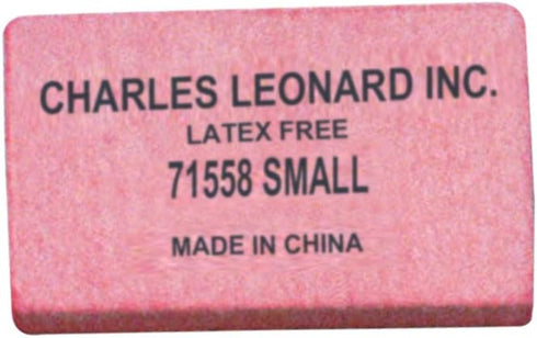 Charles Leonard Eraser, Small, Synthetic, Latex Free, Block Shape, Pink 80/Box (71558)