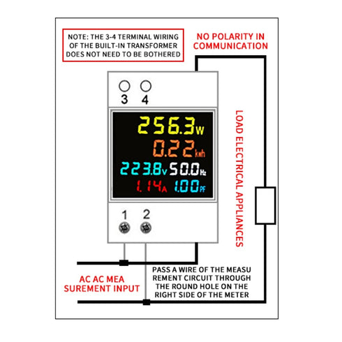 Digital Single Phase Energy Meter Tester, Electricity Usage Monitor AC 110V 40V~300V 100A Ampermeter Power Voltmeter