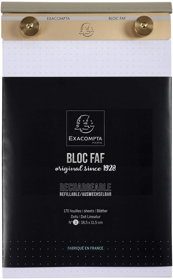 Exacompta FAF Metal Desk Pad for Home or Office, 200 White 70g Micro-Perforated Sheets, Non-Slip Backing