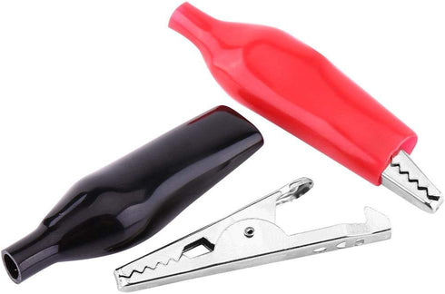 20pcs 28MM Metal Clip, Crocodile Electrical Clamp for Testing Probe Meter, Black & Red PVC Sleeve
