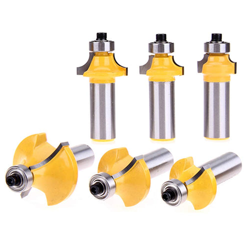 Yakamoz 6Pcs 1/2 Inch Set Shank Round-Over Router Bits Corner Rounding Edge-Forming Roundover Beading Router Bit