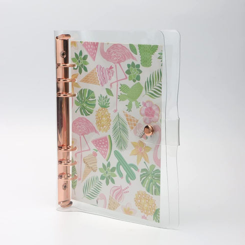 Clear A5 Binder Rose Gold 6 Ring Budget Binders Snap Button Closure Loose Leaf Folders Refillable Soft PVC Notebook Shell Protector(Rose Gold Personal A5 Binder) by NatSumeBasics