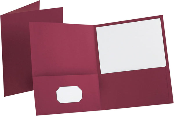 Oxford Twin-Pocket Folders, Burgundy, Textured Paper, Letter Size, Box of 25, Holds 100 Sheets