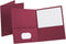 Oxford Twin-Pocket Folders, Burgundy, Textured Paper, Letter Size, Box of 25, Holds 100 Sheets
