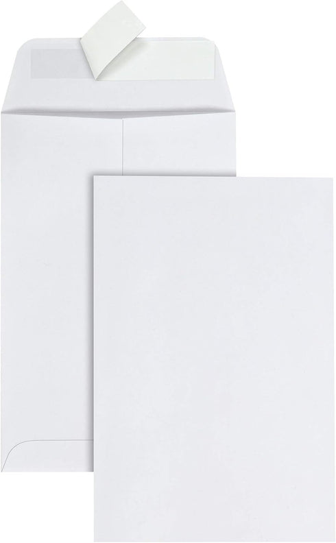 Quality Park 6 x 9 Catalog Envelopes, 100 per Box, 28 lb. White Wove, Self Seal Closure