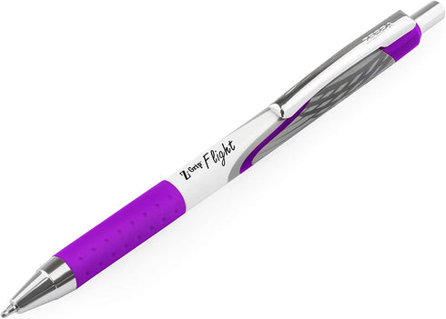 Zebra Classic Z-Grip Flight Ballpoint Pens, 1.2mm, Black & Violet, Pack of 6
