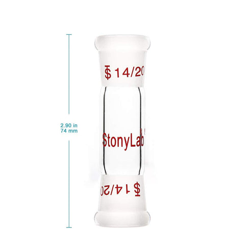 stonylab Glass Straight Connecting Adapter, Borosilicate Glass 30mm Between Two 14/20 Ground Outer Standard Taper Joints for Laboratory Lab Supply