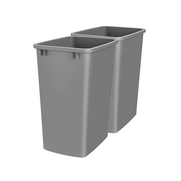 Rev-A-Shelf 35 Quart Polymer Replacement Trash Bin, Recycle Waste Container for Kitchen Cabinet Pullouts, Silver, 2