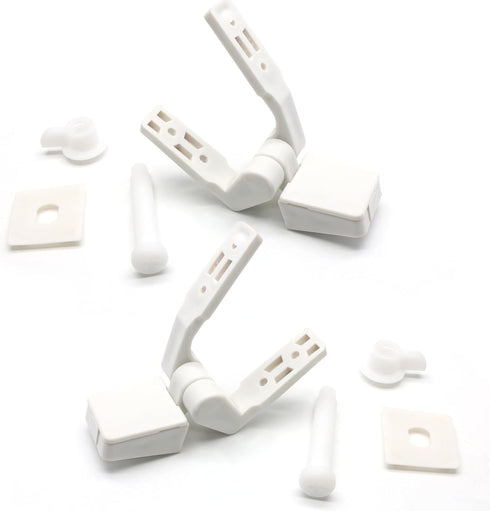 Luomorgo Set Replacement Toilet Seat Hinges - White Plastic with Bolts & Nuts