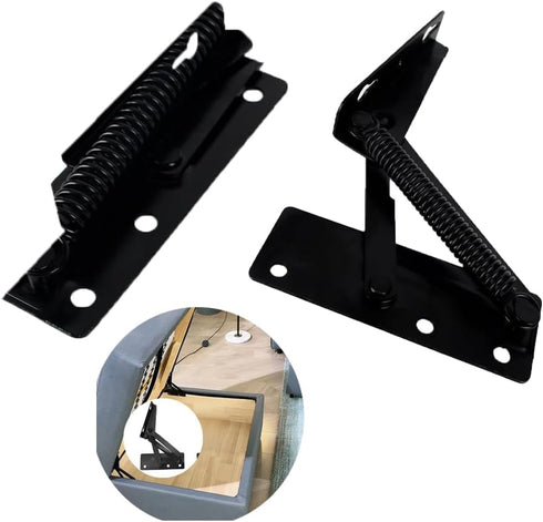 QIAO 2 Pieces 80 Degree Foldable Lift Bracket, Black Spring Hinge for Sofa Lifters