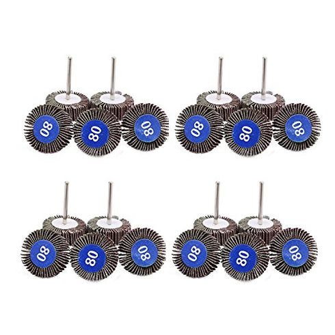 dophee Flap Wheel Sander Set, 1/8" Round Shank, 80 Grit Abrasive Sanding Wheels for Dremel Drill