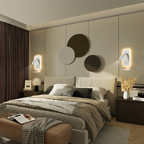 AWEKLIY 3100K Wall Mounted Reading Light, Bedside Wall Sconces USB Charging, Warm Ambient Lighting Wall Mounted Sconce