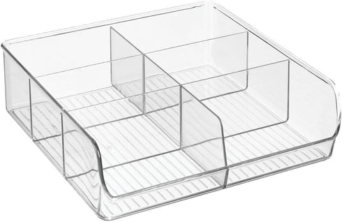 6 Closets, mDesign Plastic Home Office Wide Bin Organizer with Compartments for Cabinets, Drawers, Desks, Tables