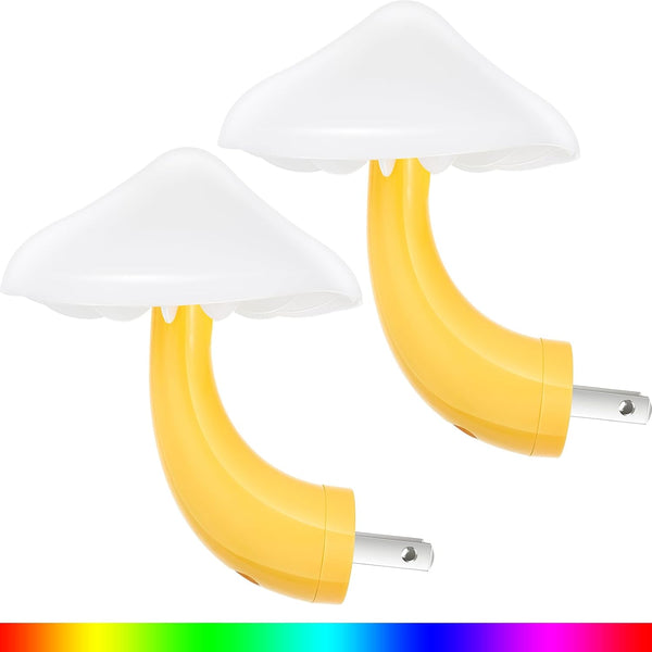 Mudder 2 Pack Cute Mini Mushroom Night Light Plug in Wall Lamp Sensor LED Nightlight for Adult Kid Nursery Decor Gift