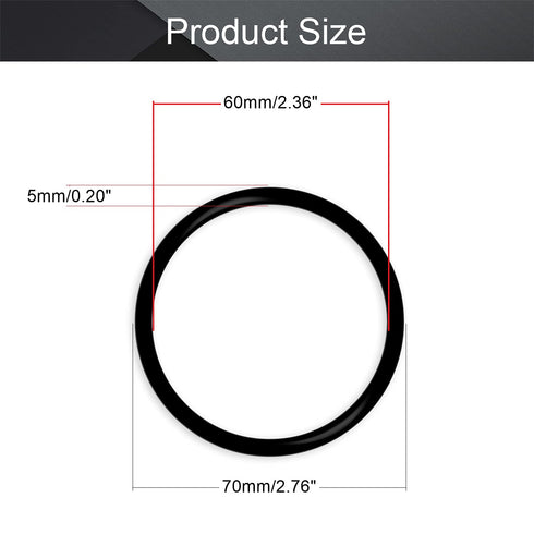 Othmro 10pcs Nitrile Rubber O-Rings, 5mm Wire Dia 70mm OD Metric Sealing Nitrile NBR Rubber Washers for Oil or Air Sealing, Professional Plumbing, Car Repair, Air or Gas Connections Black